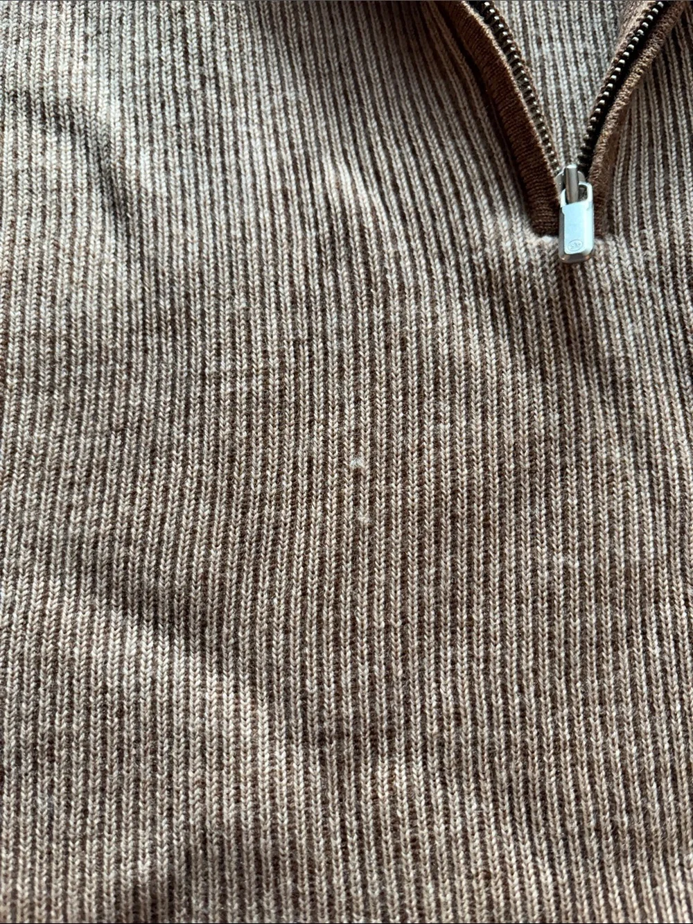 Peter Millar Men's Zip-Neck Ribbed Sweater in Light Brown